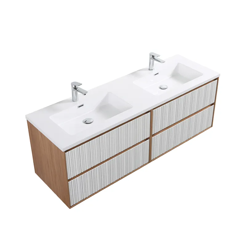 Badnor Marikken 150cm servantskap i LYS EIK/HVIT SPILE, m/hvit servant