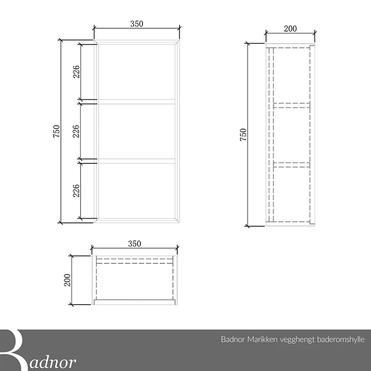 Badnor Marikken 75+35cm mbl.pk. (2142) Lotte speil