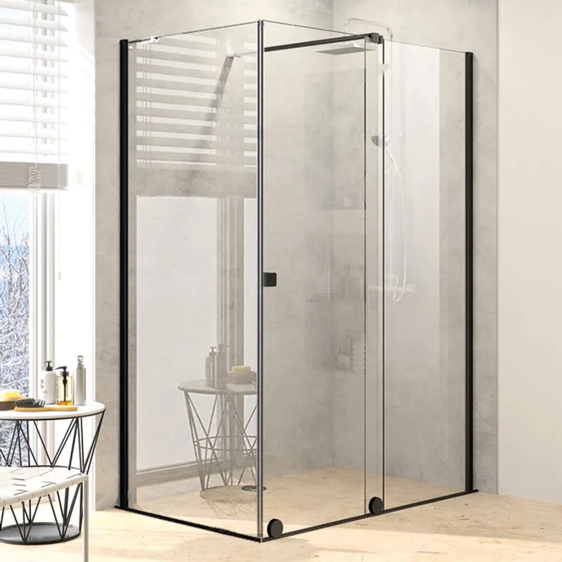 PureDay Walk-in 110-120x80/90/100cm med skyvedør (sort matt)