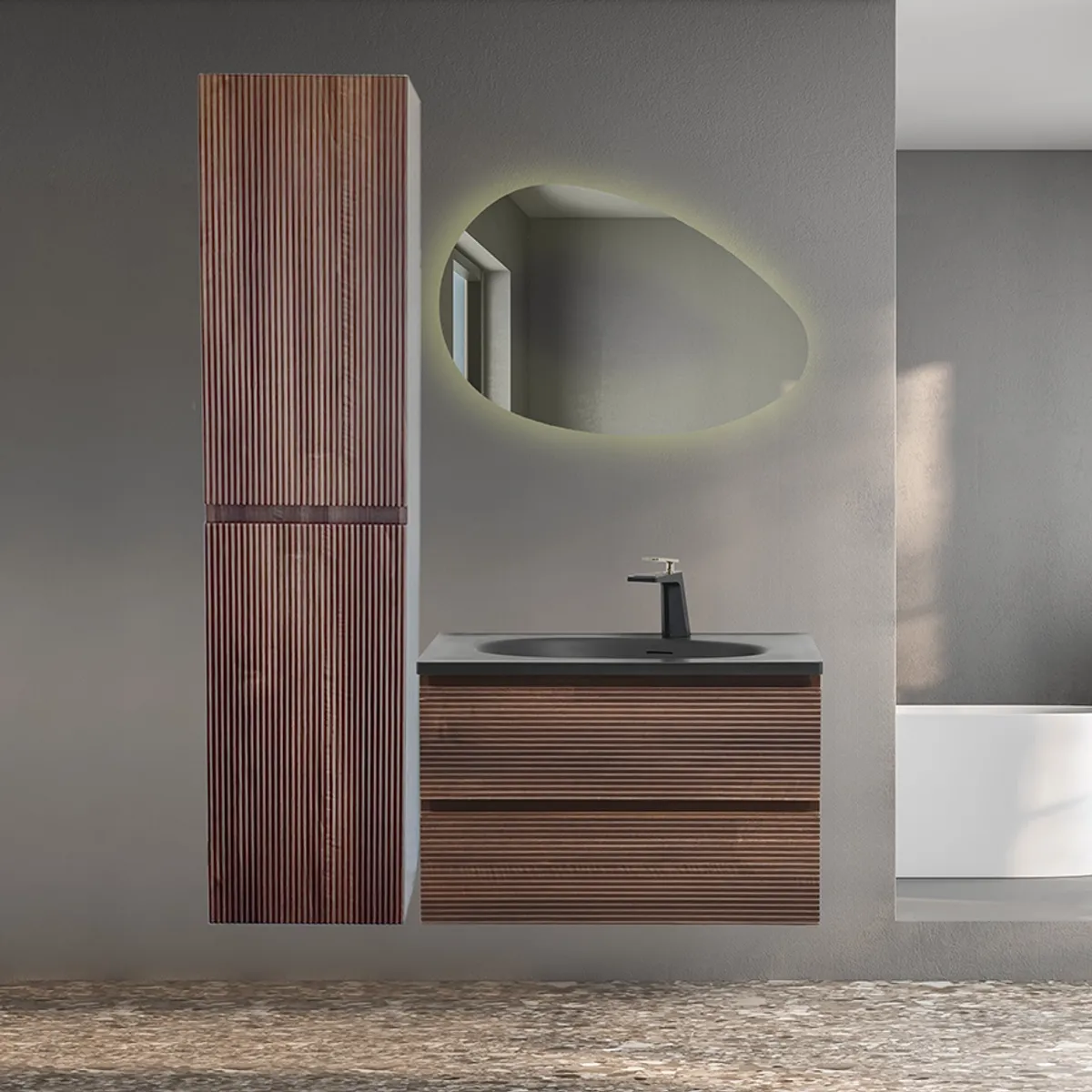 Badnor Maiken 80+40cm mbl.pk (9412) Lucy speil m/lys