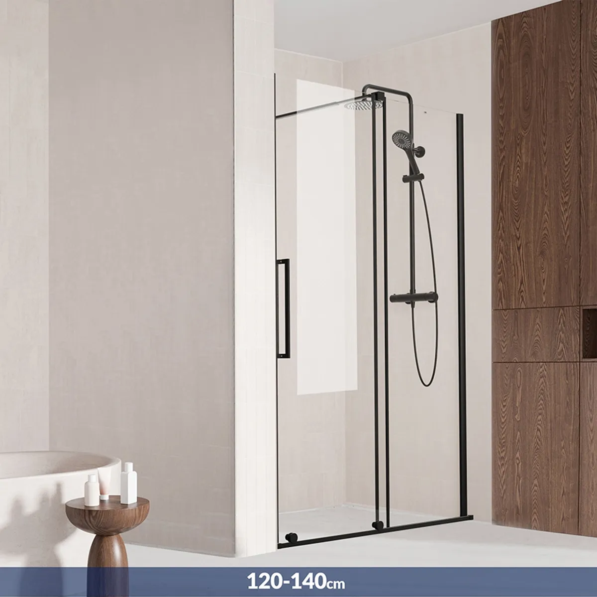 Badnor Køhler ll Nisjeløsning m/skyvedør - 120-140cm - matt sort