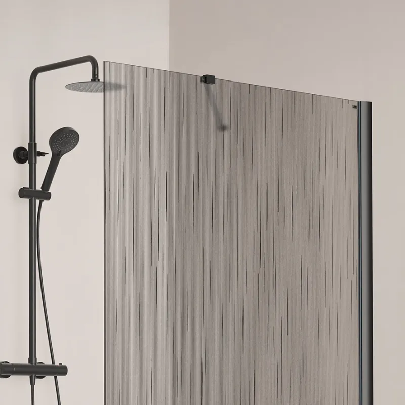Badnor Shildon dusjvegg/walk-in hjørne - MATT SORT - TINTED HARMONY glassfelt - 110cm