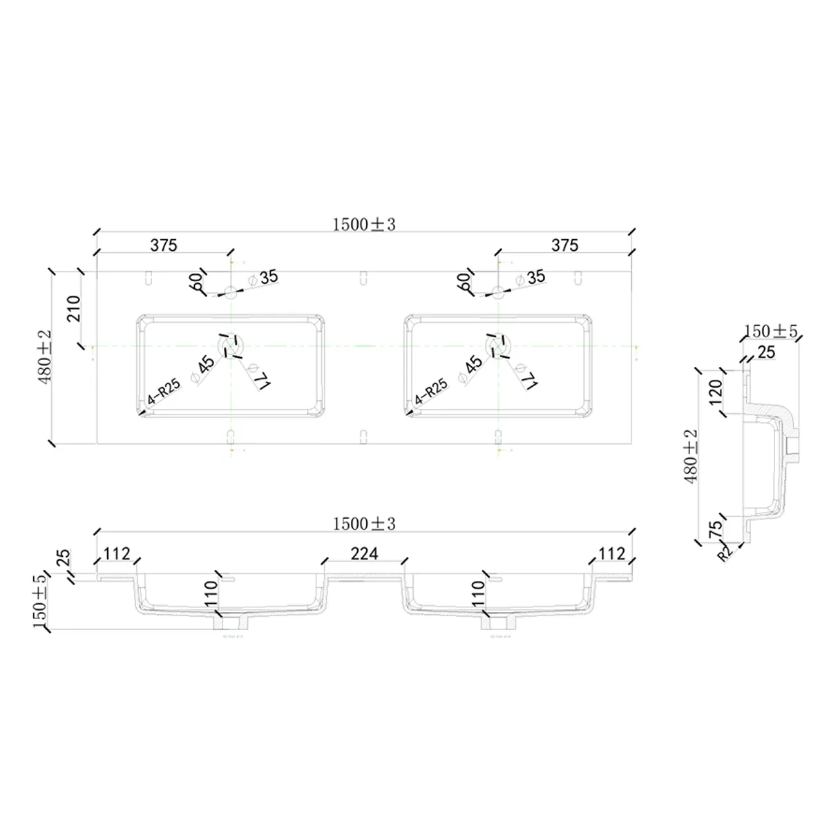 Badnor Marikken 150cm mbl.pk. (2411) Lilly speilskap