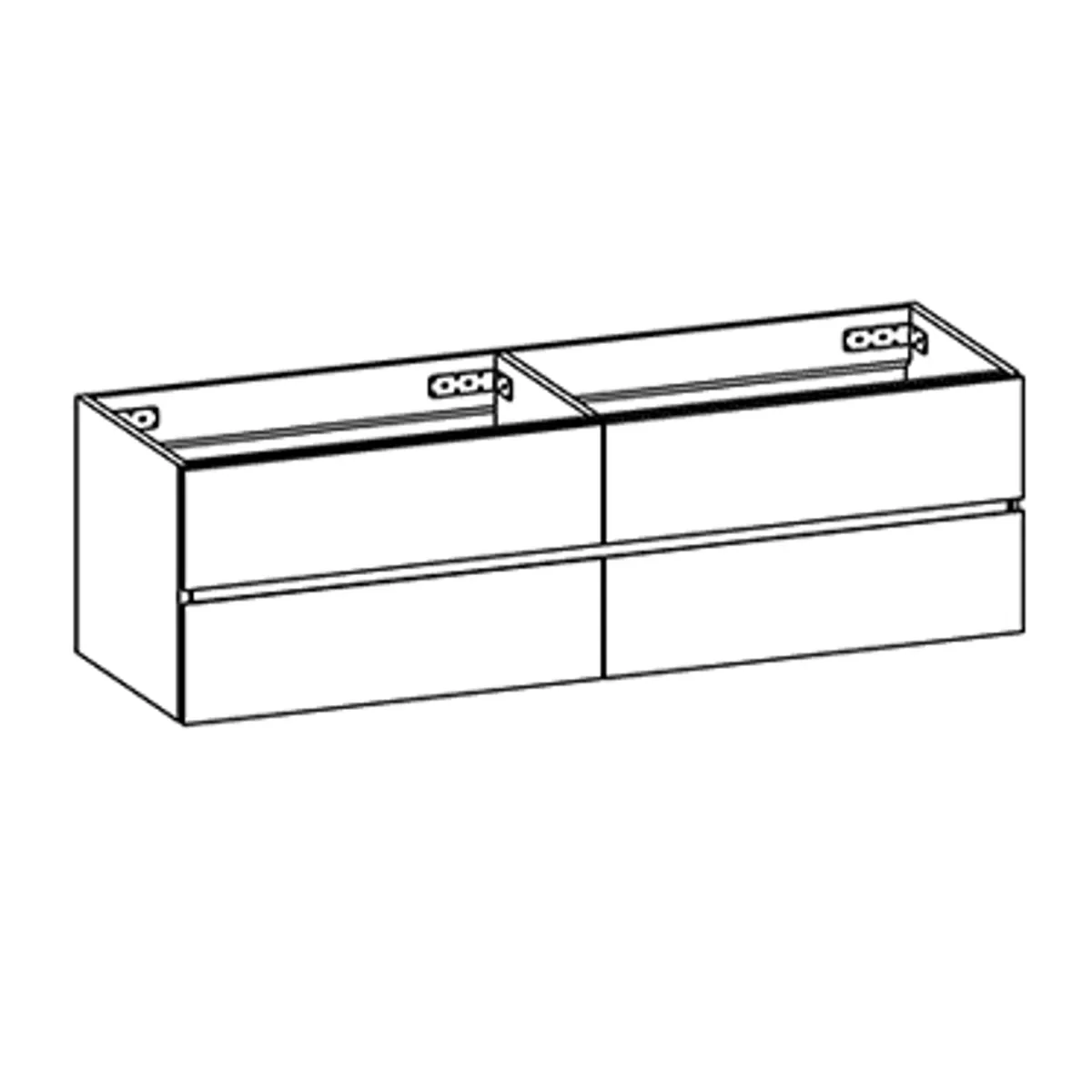 Badnor Melanie SORT 180cm servantskap (dobbel) - UTEN servant