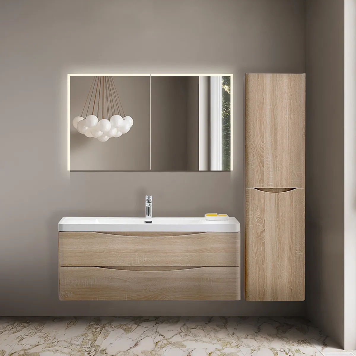 Badnor Mette 120cm enkel +40cm mbl.lpk (50102) Linnie speilskap