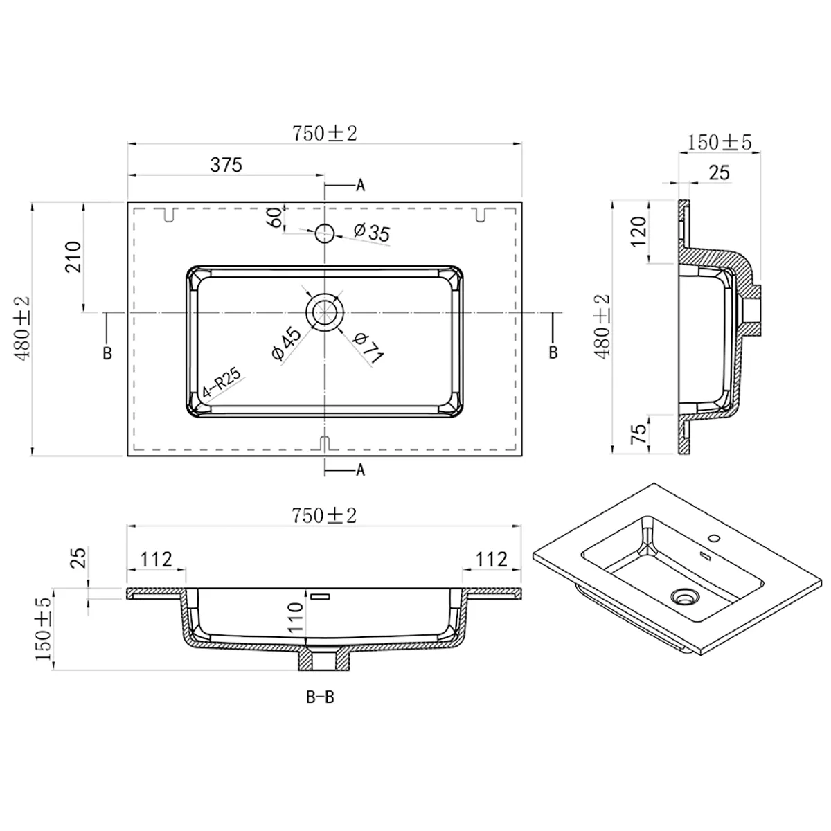 Badnor Marikken 75+35cm mbl.pk. (2132) Leon speilskap