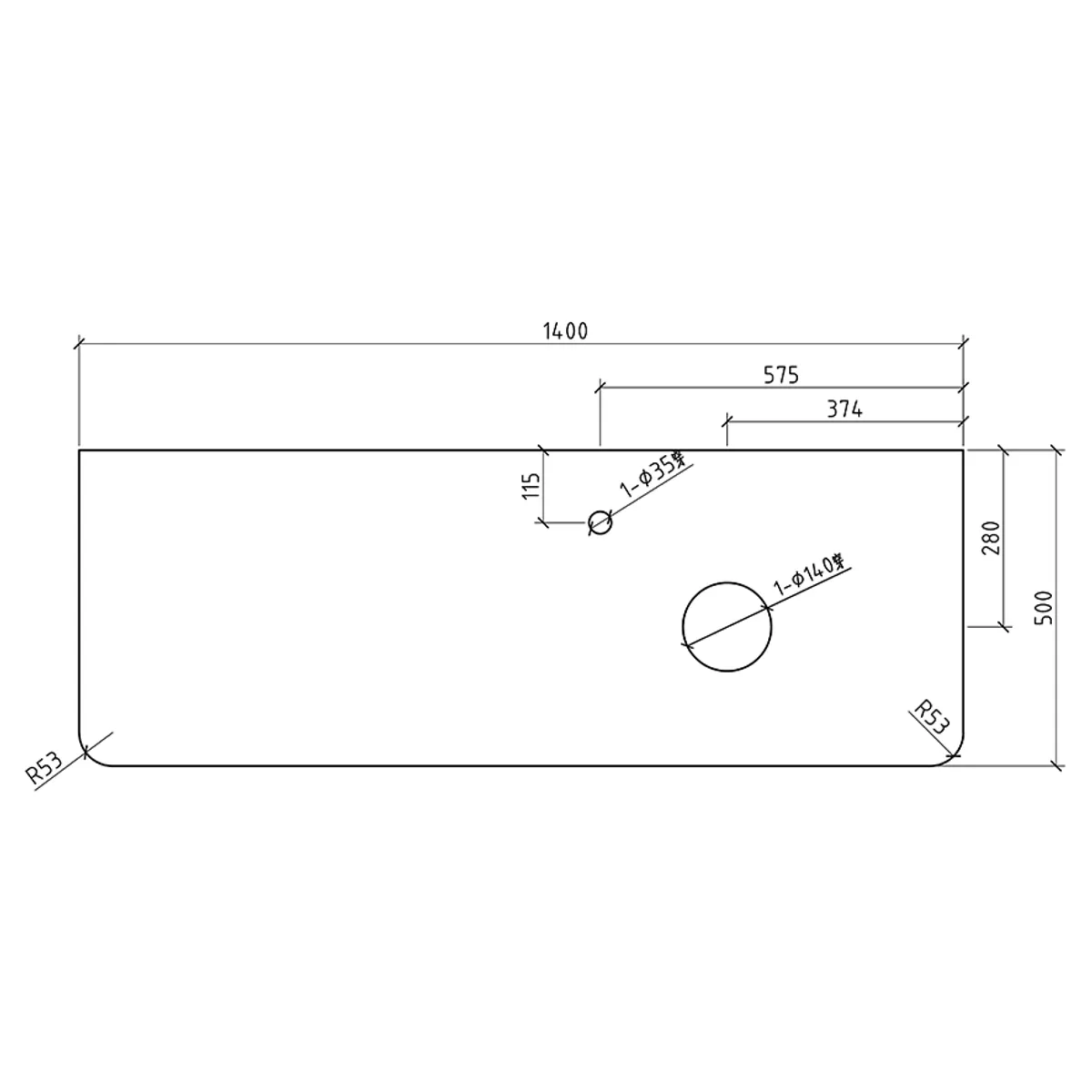 Badnor Mabelle 140cm silkestein benkeplate/topplate HØYRE