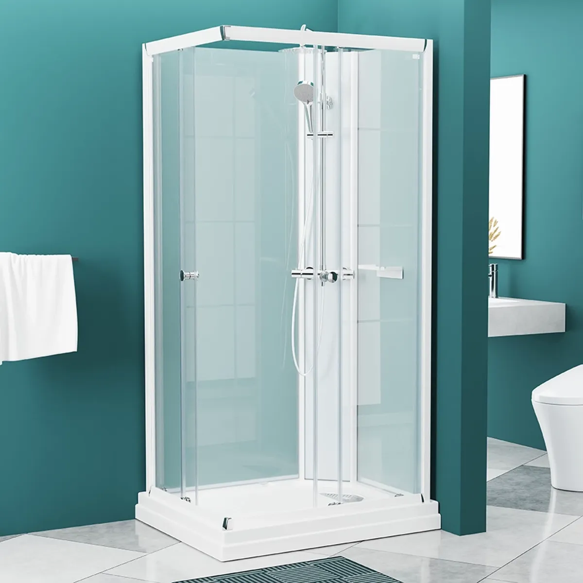 Badnor Nordica White lux 8-1 dusjkabinett 100x80cm m/takdusjsett