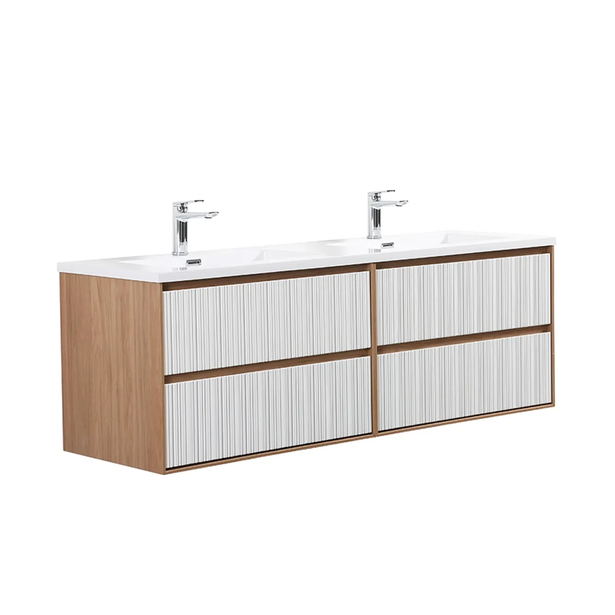 Badnor Marikken 150cm servantskap i LYS EIK/HVIT SPILE, m/hvit servant