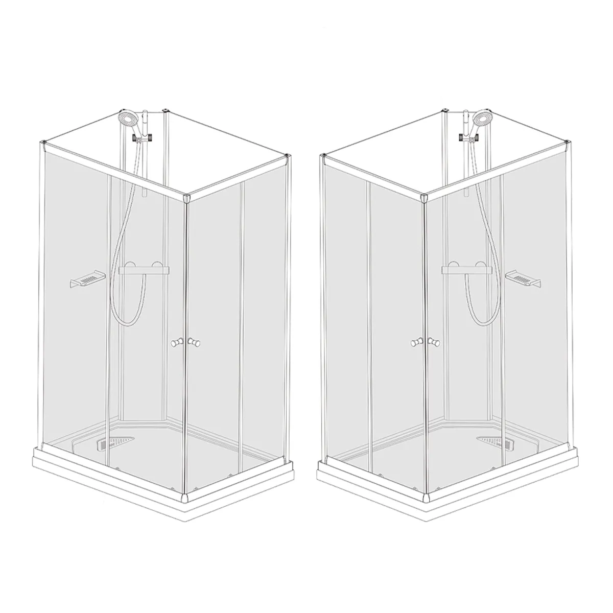 Badnor Scandia Black lux 8-0 dusjkabinett 90x70cm m/dusjsett