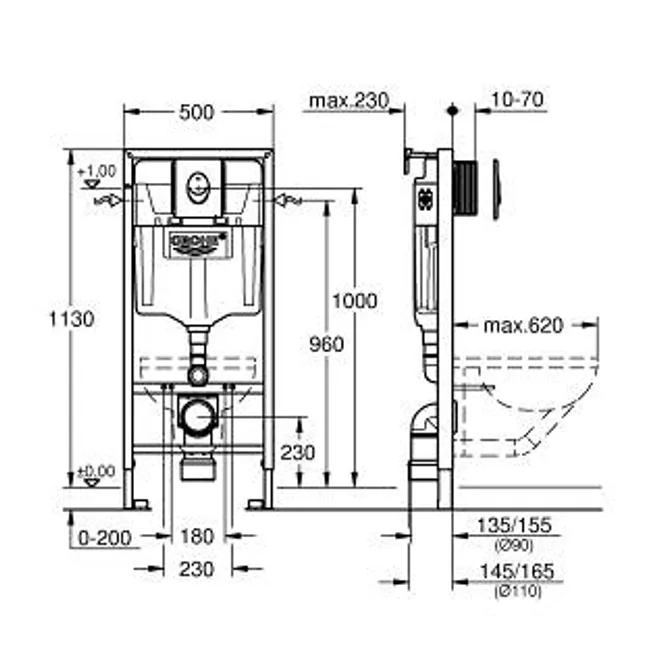 Hovedbilde Grohe Rapid SL innbyggingssisterne m/ Skate Air krom betj.plate