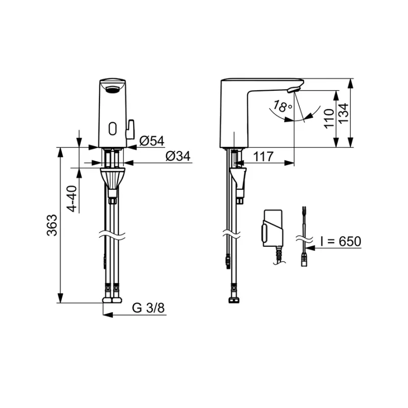 Oras Electra Safety 9210FZ berøringsfri servantkran (bluetooth) 3V
