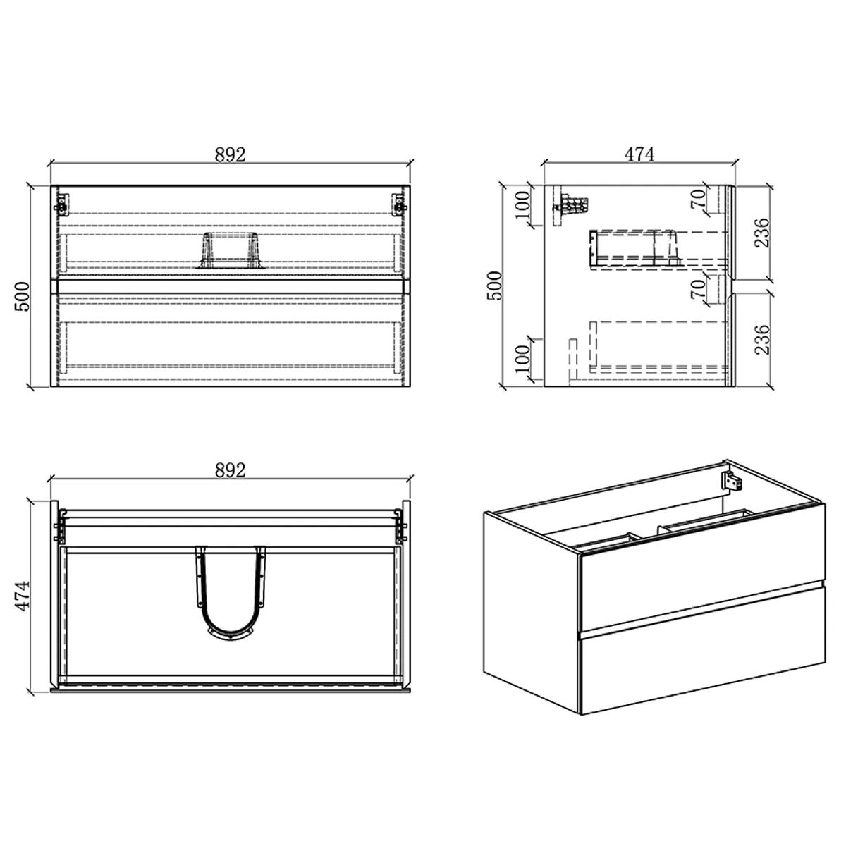 Badnor Melanie HVIT 90+40cm mbl.pk (1316) Leon speilskap