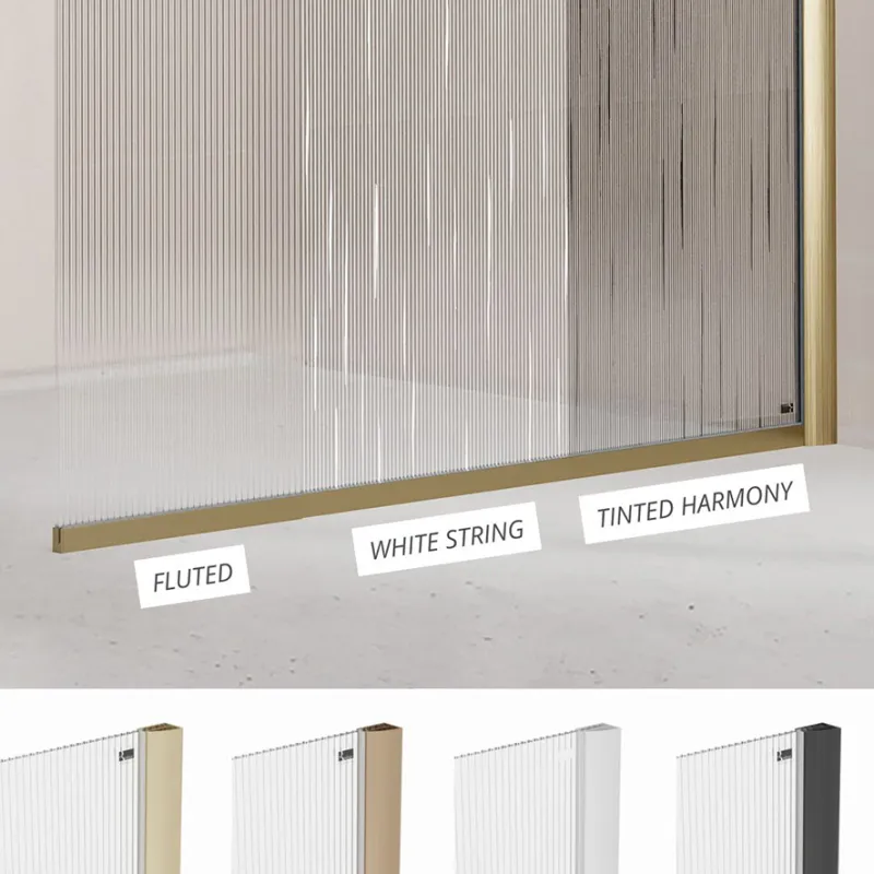 Badnor Shildon dusjvegg/walk-in hjørne - BØRSTET KOBBER - FLUTED glassfelt - 125cm