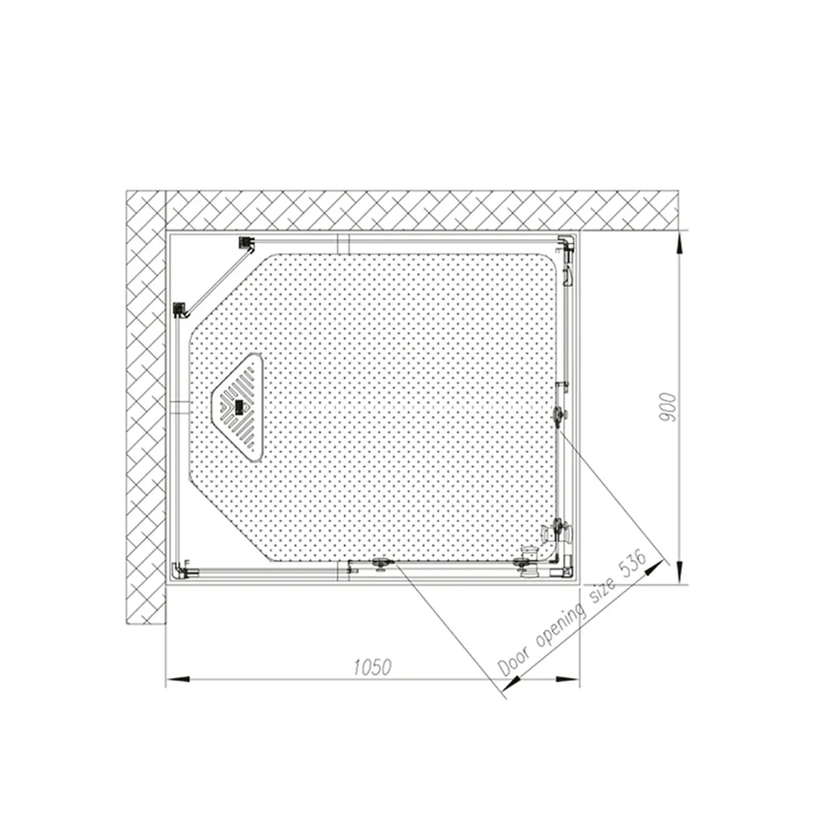 Badnor Scandia Black lux 8-2 dusjkabinett 105x90cm m/dusjsett
