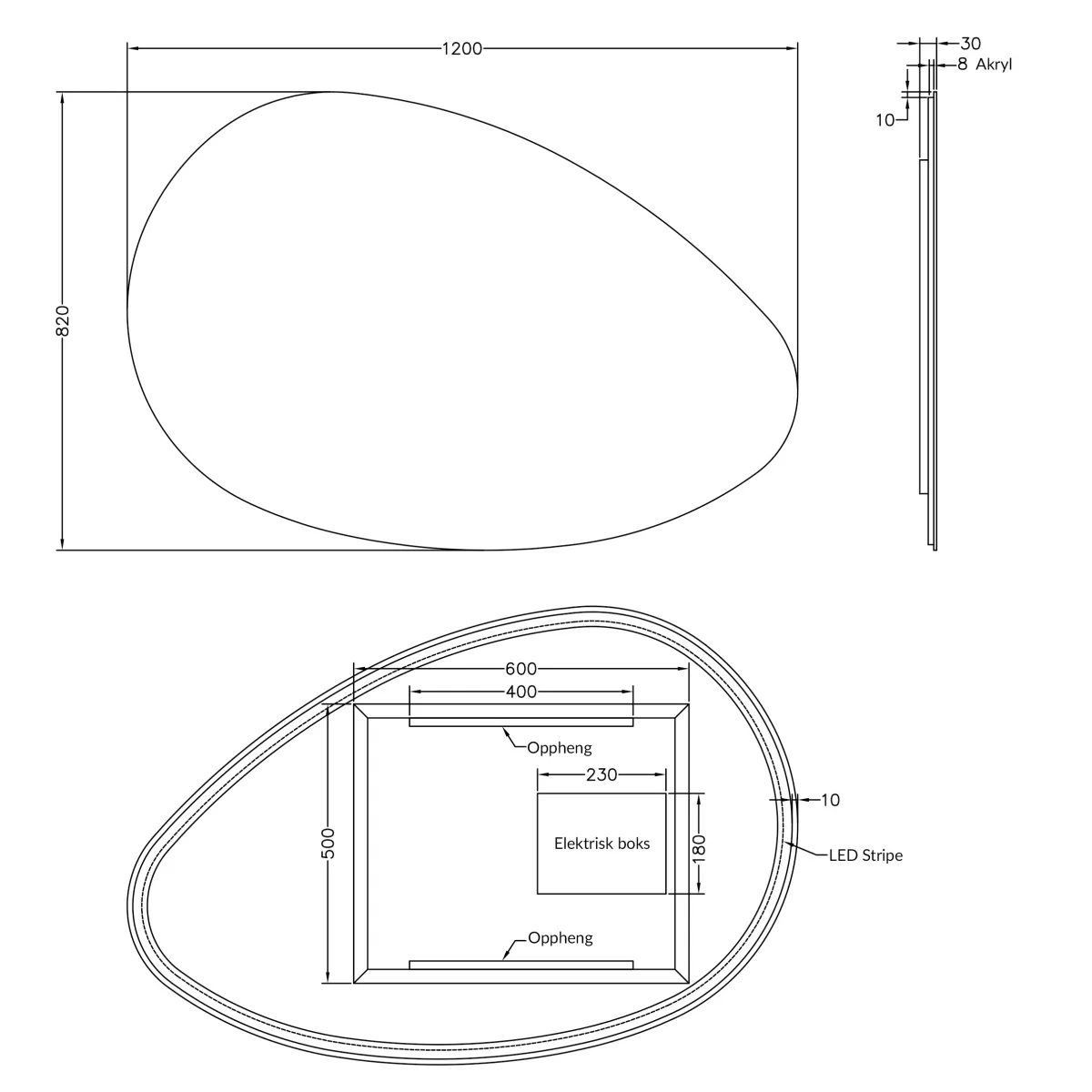 Badnor Melissa 120+40cm mbl.pk m/enkel servant (98431) Lucy speil m/lys