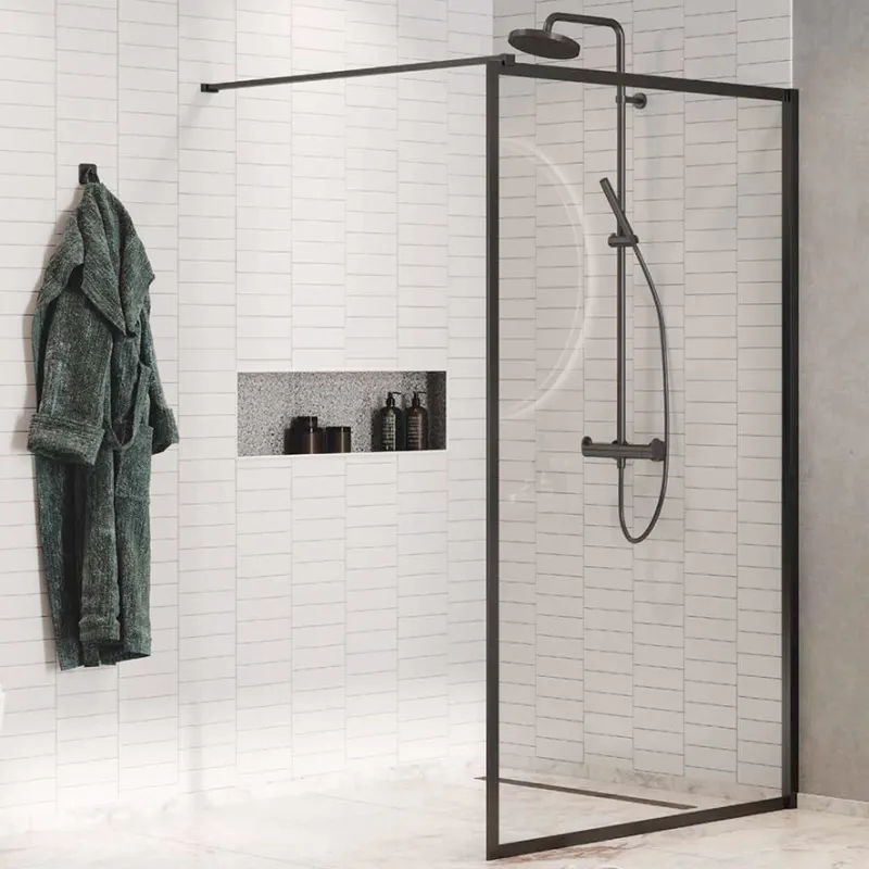 Matrix Walk-in fastfelt med sort ramme 90cm