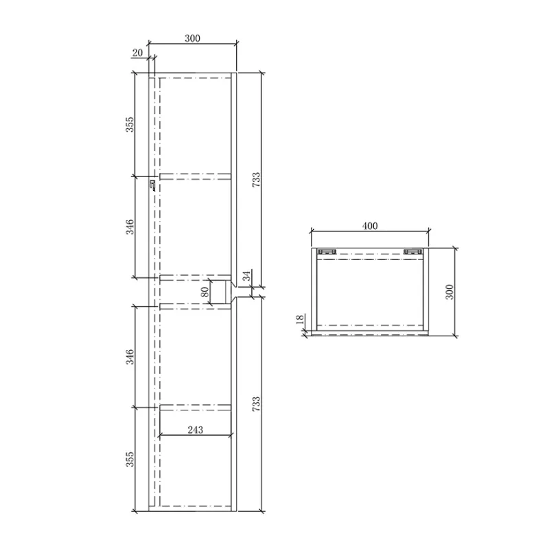 Badnor Melin 100cm+40cm mbl.pk (5351) Live RUNDT SPEILSKAP