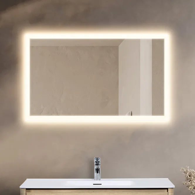 Hovedbilde Badnor Line baderomsspeil (100x60cm) med LED-belysning