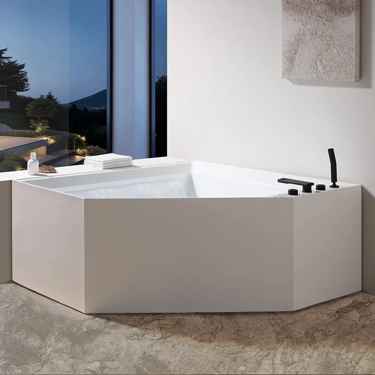 Badnor Fiorella designbadekar m/luft-vann-massasje 150x150cm