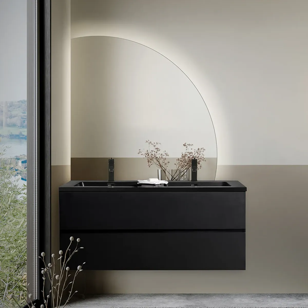 Badnor Melanie SORT 120cm - dobbel sort servant (0308) Sara speil