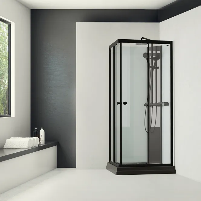 Hovedbilde Badnor Scandia Black lux 8-0 dusjkabinett 90x70cm m/takdusjsett