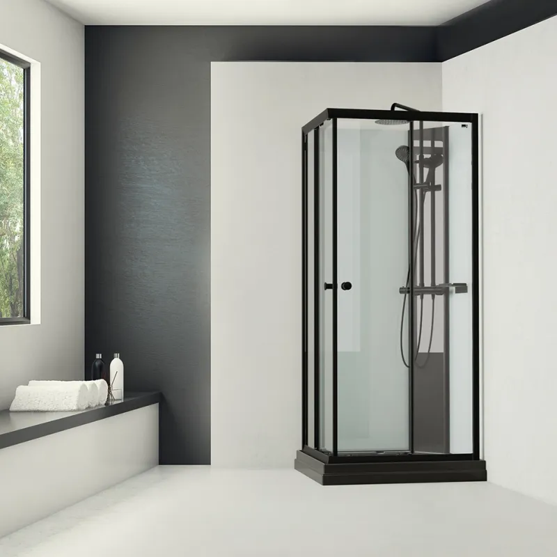 Badnor Scandia Black lux 8-0 dusjkabinett 90x70cm m/takdusjsett