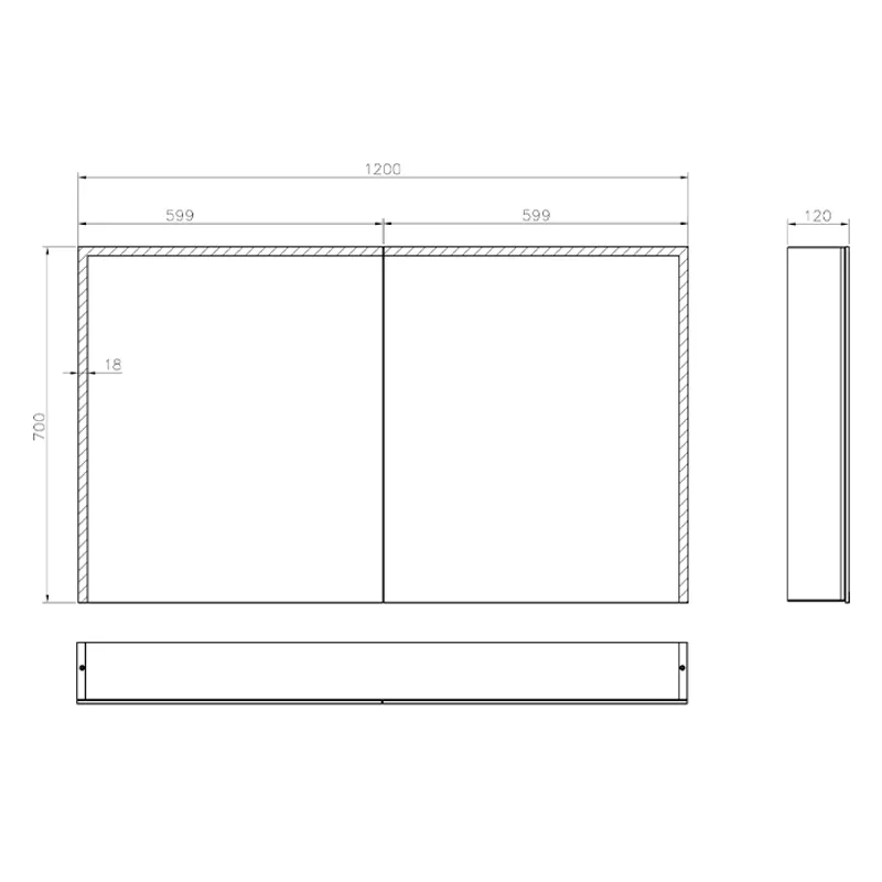 Badnor Melanie SORT 120cm - dobbel sort servant (0303) Linnie speilskap