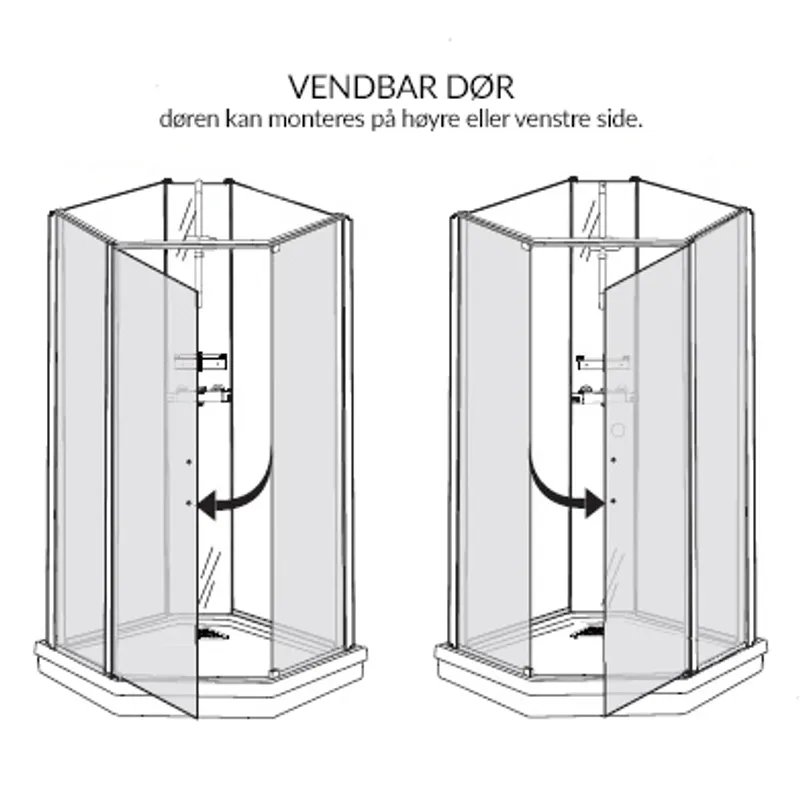 Badnor Nordica White lux 7-3 dusjkabinett 90x90cm m/takdusjsett